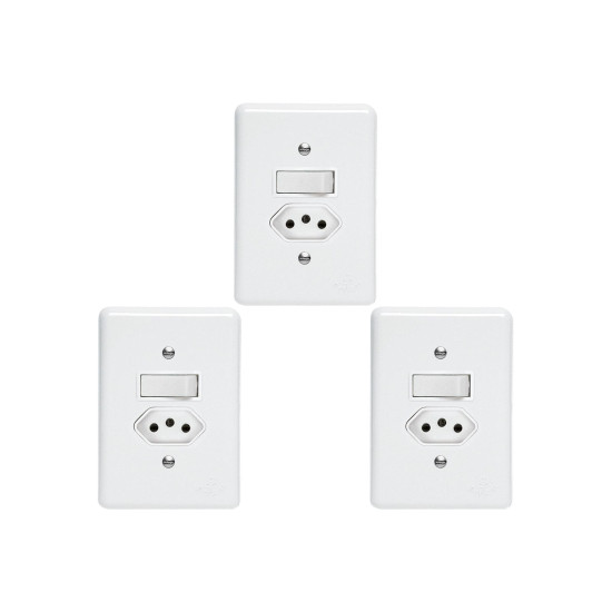 Kit C/3 - Conjunto Perlex''Branca''Com Placa(1Paralelo+To...