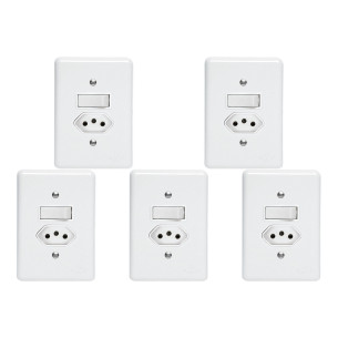 Kit C/5 - Conjunto Perlex''Branca''Com Placa(1Paralelo+To...