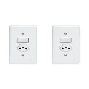 Kit C/2 - Conjunto Perlex''Branca''Com Placa(1Paralelo+To...