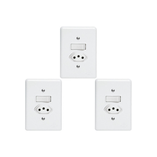 Kit C/3 - Conjunto Perlex''Branca''Com Placa(1Paralelo+To...