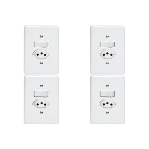 Kit C/4 - Conjunto Perlex''Branca''Com Placa(1Paralelo+To...