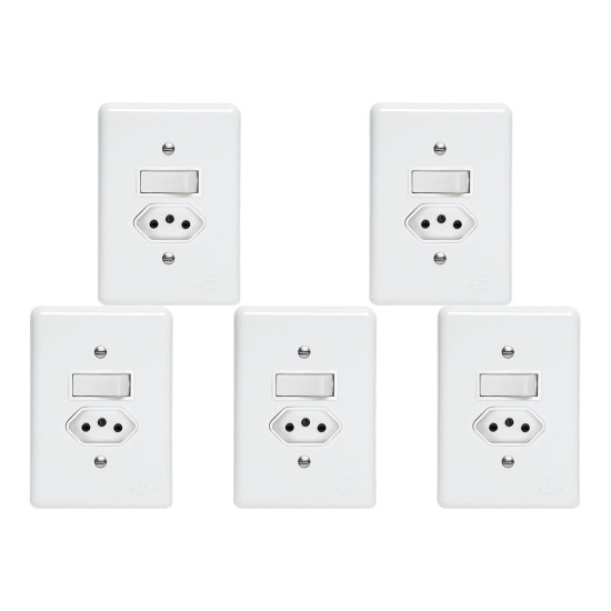 Kit C/5 - Conjunto Perlex''Branca''Com Placa(1Paralelo+To...