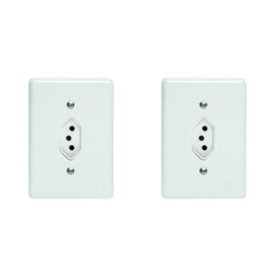 Kit C/2 - Conjunto Perlex''Branca''Com Placa(1Tomada 10A)...