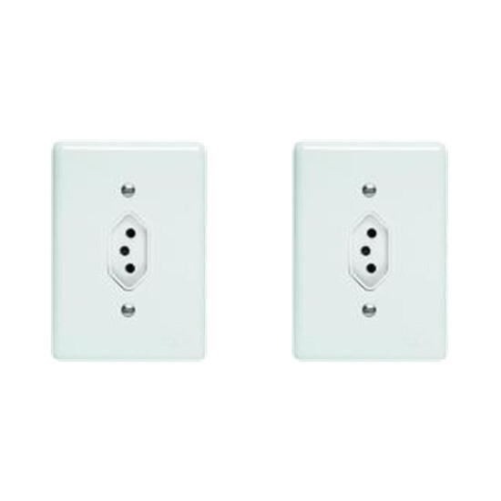 Kit C/2 - Conjunto Perlex''Branca''Com Placa(1Tomada 10A)...