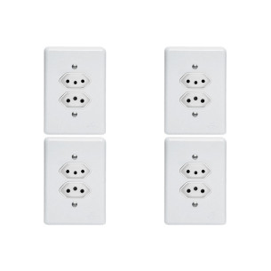 Kit C/4 - Conjunto Perlex''Branca''Com Placa(2Tomadas 20A...