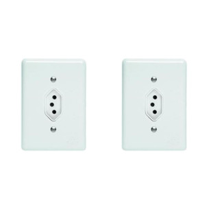 Kit C/2 - Conjunto Perlex''Branca''Com Placa(1Tomada 20A)...