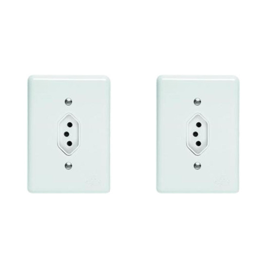 Kit C/2 - Conjunto Perlex''Branca''Com Placa(1Tomada 20A)...