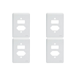 Kit C/4 - Placa Perlex Branca 4X2 (1 Saida+1Tomada) 23Pl2It