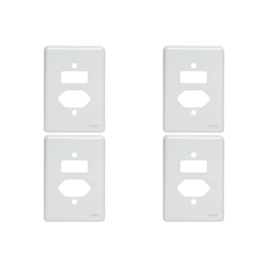 Kit C/4 - Placa Perlex Branca 4X2 (1 Saida+1Tomada) 23Pl2It Kit C/4 - Placa Perlex Branca 4X2 (1 Saida+1Tomada) 23Pl2It