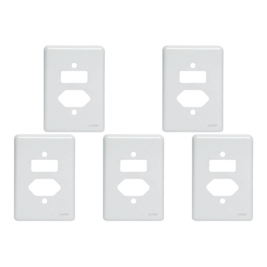 Kit C/5 - Placa Perlex Branca 4X2 (1 Saida+1Tomada) 23Pl2It