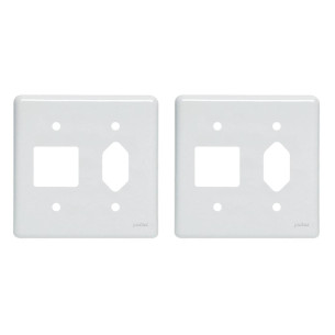 Kit C/2 - Placa Perlex Branca 4X4 (2 Saida+Tomada) 23Pl2/1T