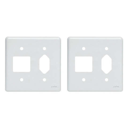 Kit C/2 - Placa Perlex Branca 4X4 (2 Saida+Tomada) 23Pl2/1T