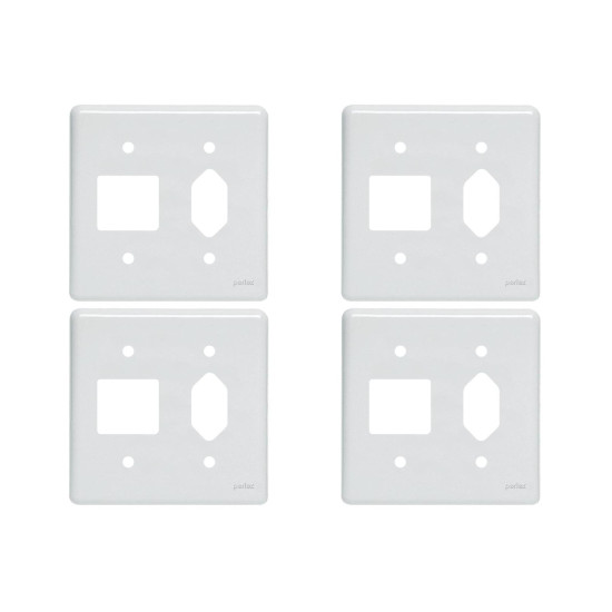 Kit C/4 - Placa Perlex Branca 4X4 (2 Saida+Tomada) 23Pl2/1T