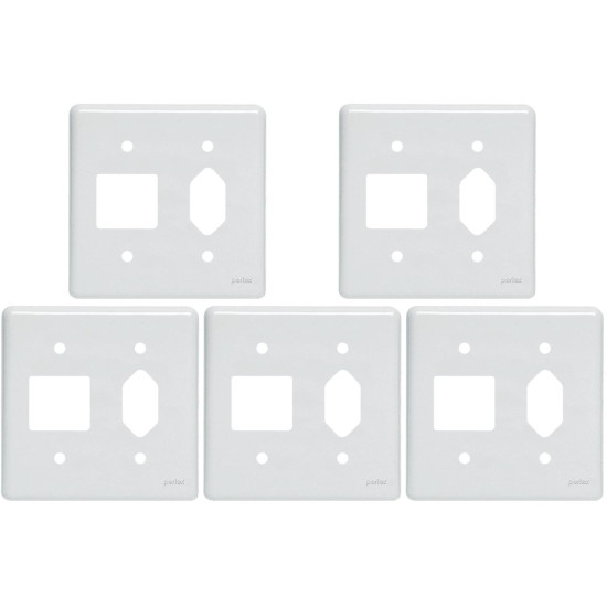 Kit C/5 - Placa Perlex Branca 4X4 (2 Saida+Tomada) 23Pl2/1T