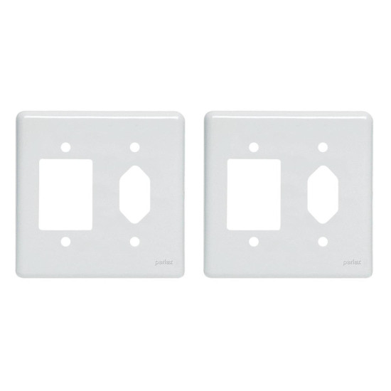 Kit C/2 - Placa Perlex Branca 4X4 (3 Saida+Tomada) 23Pl3/1T