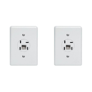 Kit C/2 - Conjunto Tomada Fone Perlex''Branca''Com Placa+...