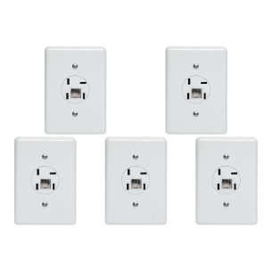 Kit C/5 - Conjunto Tomada Fone Perlex''Branca''Com Placa+...