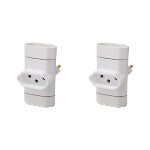 Kit C/2 - Pino 3 Saidas 2 Polos+Terra Perlex Branco 345Br