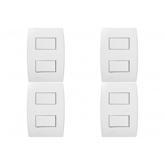 Kit C/4 - Conjunto Soprano Ilus 4X2 Branco Com Placa(2Sim...