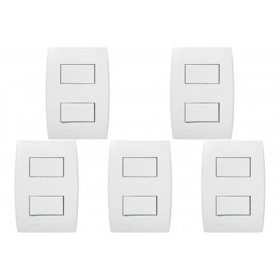 Kit C/5 - Conjunto Soprano Ilus 4X2 Branco Com Placa(2Sim...