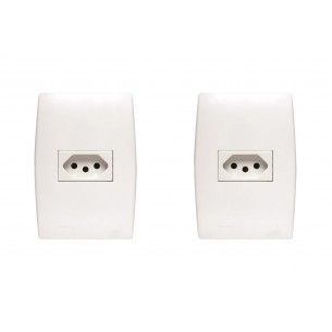 Kit C/2 - Conjunto Soprano Ilus 4X2 Branco Com Placa(1Tomada  ..