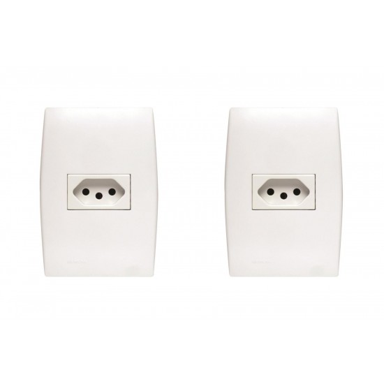 Kit C/2 - Conjunto Soprano Ilus 4X2 Branco Com Placa(1Tomada  ..