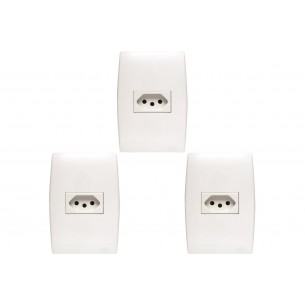 Kit C/3 - Conjunto Soprano Ilus 4X2 Branco Com Placa(1Tomada  ..