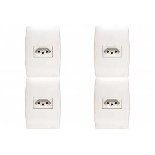 Kit C/4 - Conjunto Soprano Ilus 4X2 Branco Com Placa(1Tomada  ..