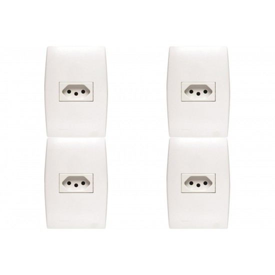Kit C/4 - Conjunto Soprano Ilus 4X2 Branco Com Placa(1Tomada  ..