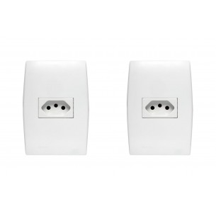 Kit C/2 - Conjunto Soprano Ilus 4X2 Branco Com Placa(1Tomada  ..