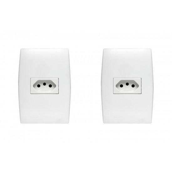 Kit C/2 - Conjunto Soprano Ilus 4X2 Branco Com Placa(1Tomada  ..