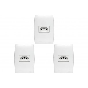 Kit C/3 - Conjunto Soprano Ilus 4X2 Branco Com Placa(1Tomada  ..