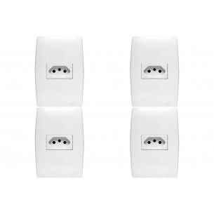 Kit C/4 - Conjunto Soprano Ilus 4X2 Branco Com Placa(1Tomada  ..