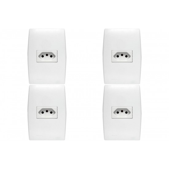 Kit C/4 - Conjunto Soprano Ilus 4X2 Branco Com Placa(1Tomada  ..