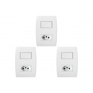 Kit 3 Unid. Conjunto Soprano Ilus 4X2 Branco Com Placa(1S...