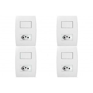 Kit C/4 - Conjunto Soprano Ilus 4X2 Branco Com Placa(1Sim...