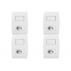 Kit C/4 - Conjunto Soprano Ilus 4X2 Branco Com Placa(1Sim...