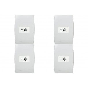 Kit C/4 - Conjunto Soprano Ilus 4X2 Branco Com Placa(1Tomada  ..