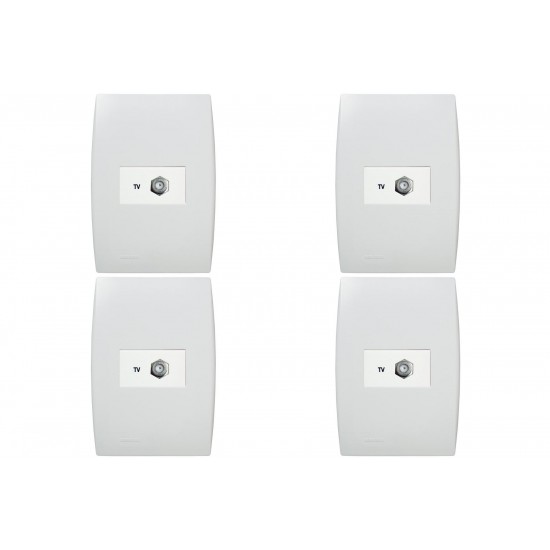 Kit C/4 - Conjunto Soprano Ilus 4X2 Branco Com Placa(1Tomada  ..