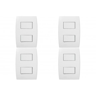 Kit C/4 - Conjunto Soprano Ilus 4X2 Branco Com Placa(1Sim...