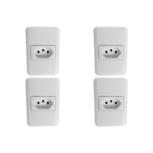 Kit C/4 - Sistema Perlex Branca (1 Tomada 10A) 3011Br