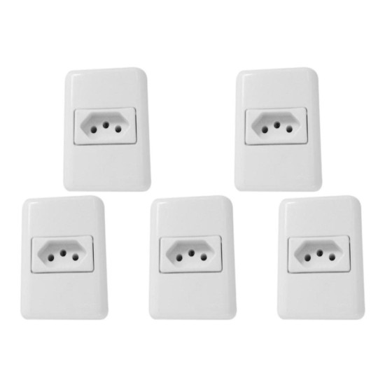 Kit C/5 - Sistema Perlex Branca (1 Tomada 20A) 3015Br