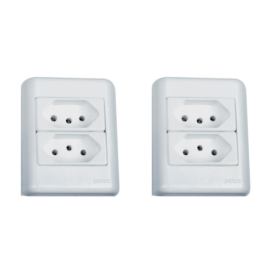 Kit C/2 - Sistema Perlex Branca (2 Tomadas 10/10A) 3011/11Br