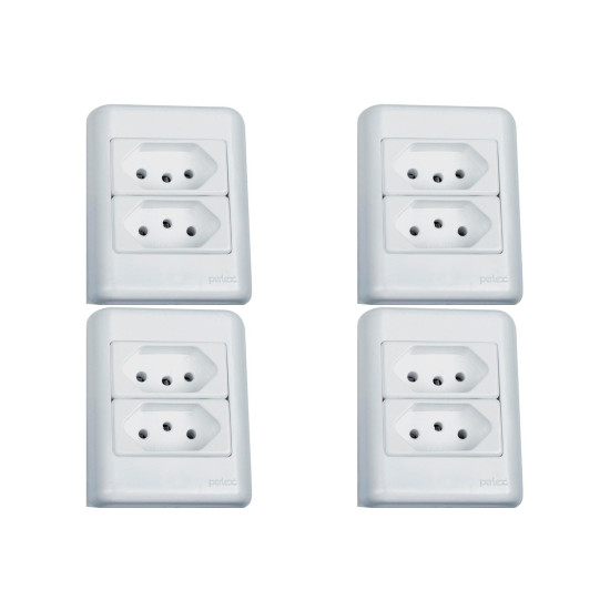 Kit C/4 - Sistema Perlex Branca (2 Tomadas 10/10A) 3011/11Br