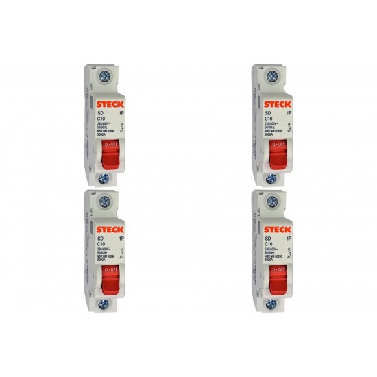 Kit C/4 - Disjuntor Steck Din Unipolar 10A Sd61 C Sdd61C10