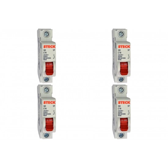 Kit C/4 - Disjuntor Steck Din Unipolar 16A Sd61 C Sdd61C16