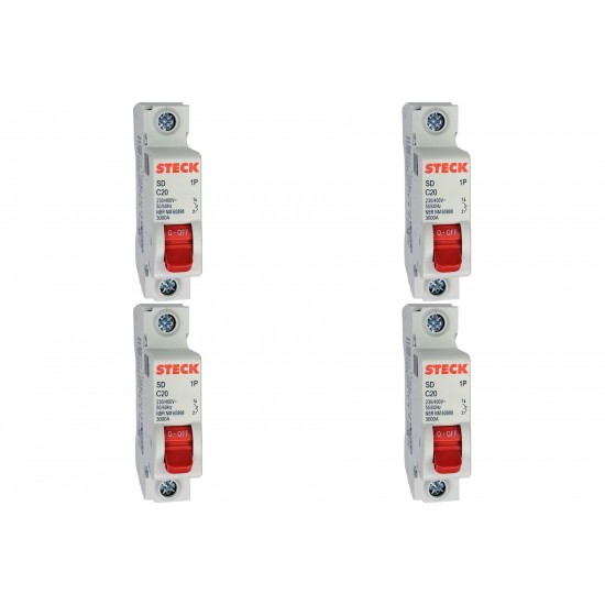 Kit C/4 - Disjuntor Steck Din Unipolar 20A Sd61 C Sdd61C20