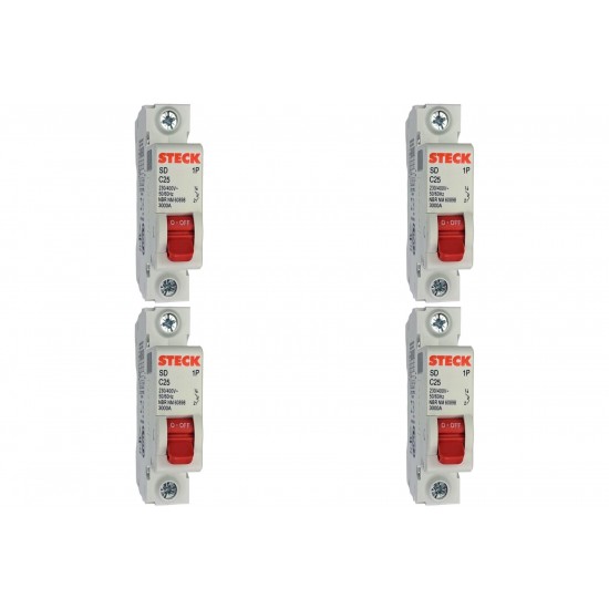 Kit C/4 - Disjuntor Steck Din Unipolar 25A Sd61 C Sdd61C25