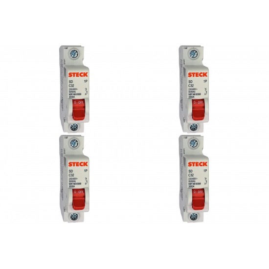 Kit C/4 - Disjuntor Steck Din Unipolar 32A Sd61 C Sdd61C32