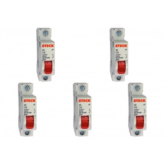 Kit C/5 - Disjuntor Steck Din Unipolar 32A Sd61 C Sdd61C32